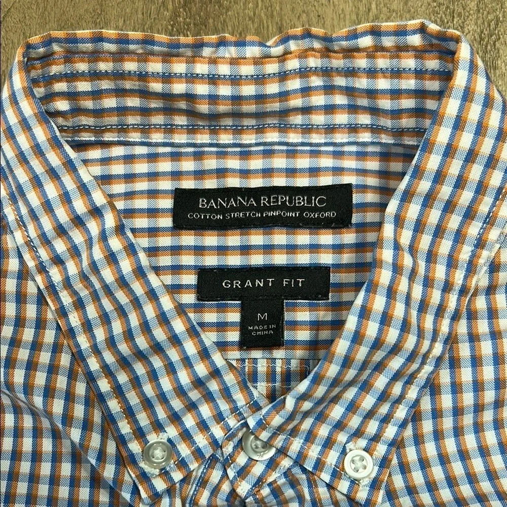 Banana Republic Blue and Peach, White Casual Button Down Shirt